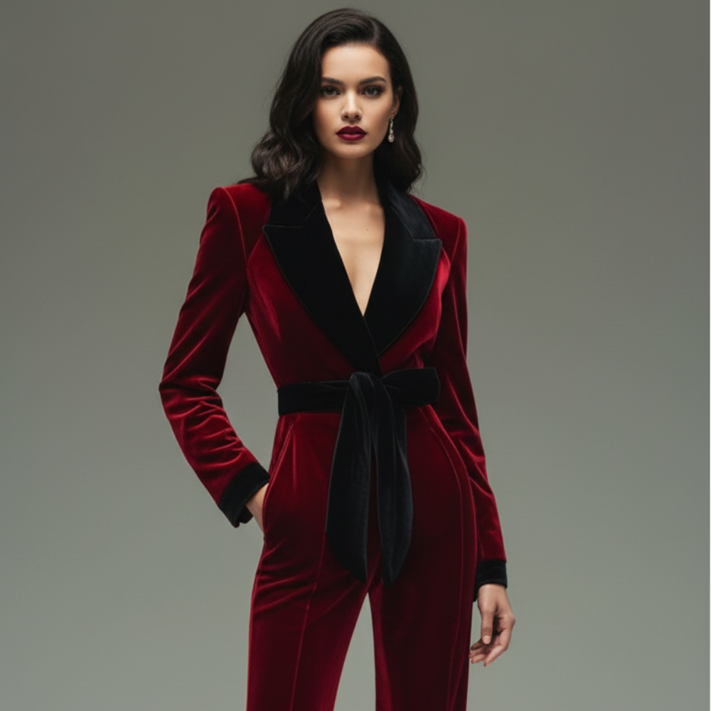 Outfit Christmas-Women's Formal Evening Jumpsuit - Blazer Style, Long