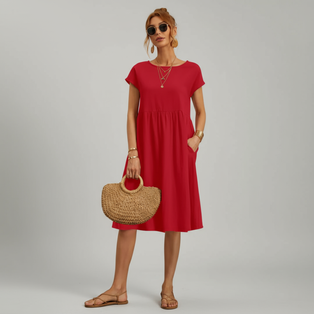 Christmas dress-Women's Casual Summer Dress – Short Midi