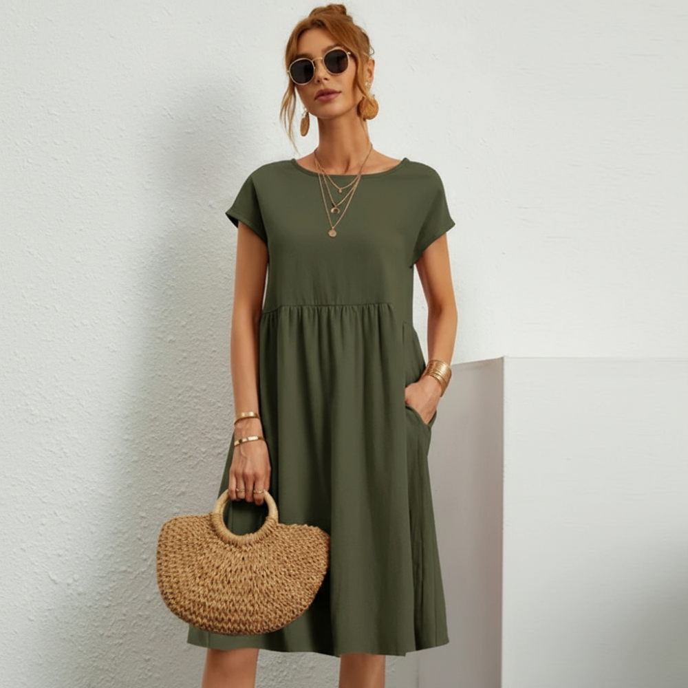 Christmas dress-Women's Casual Summer Dress – Short Midi