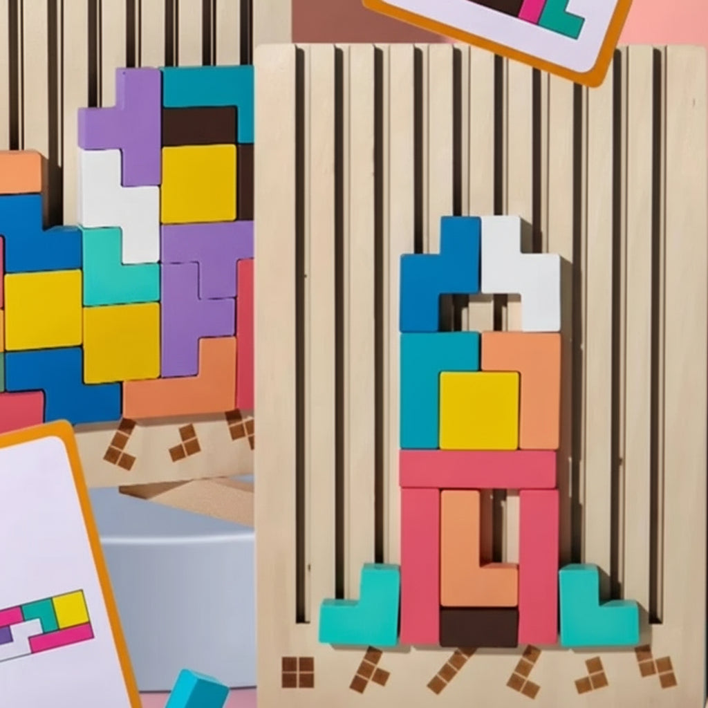 Wooden Tetris Stacking Game Educational Stack Blocks for Kids 1