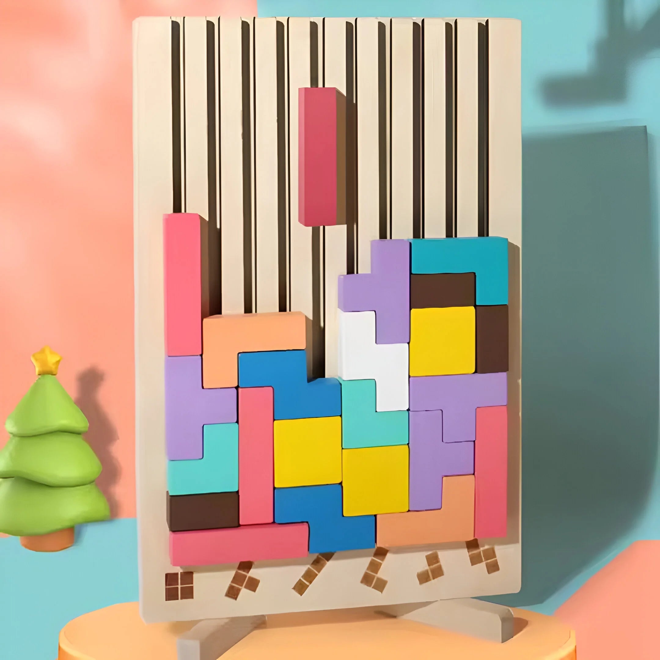 Wooden Tetris Stacking Game Educational Stack Blocks for Kids 2