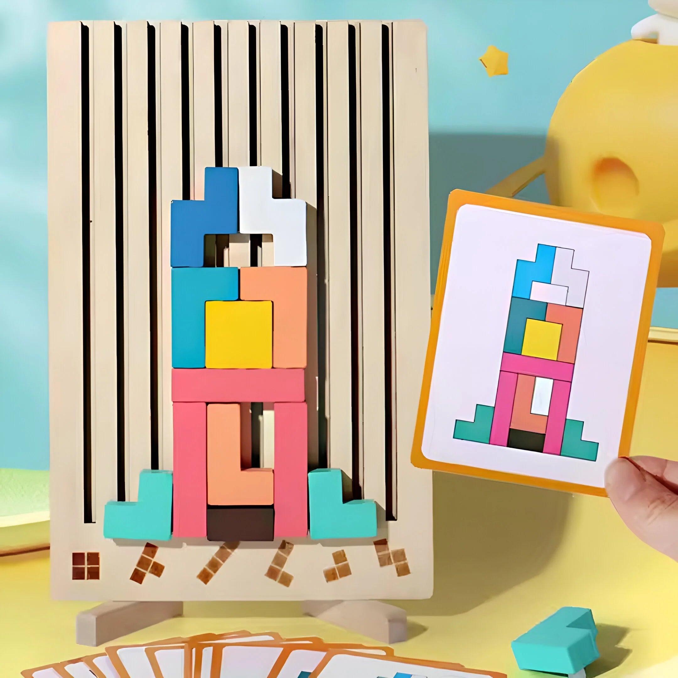 Wooden Tetris Stacking Game Educational Stack Blocks for Kids 3