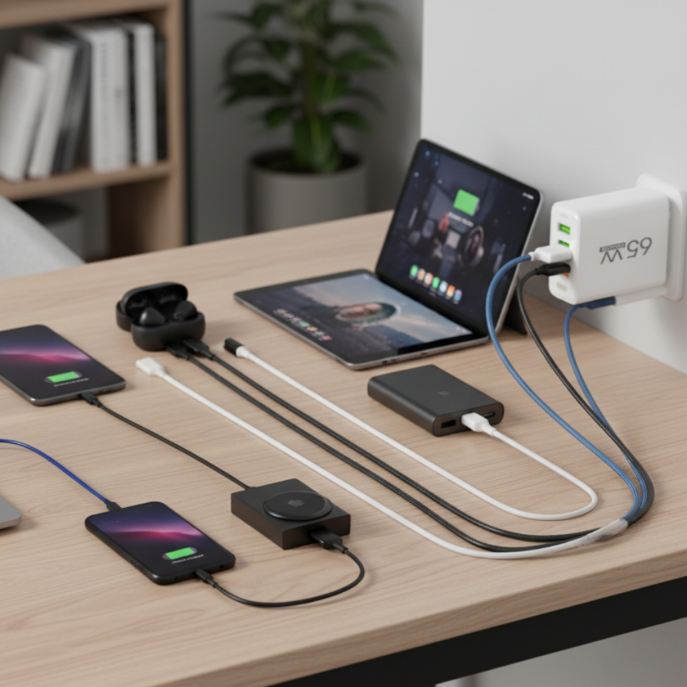 Fast Charger 65W USB Wall Charging Block 6 Ports Multiple Devices