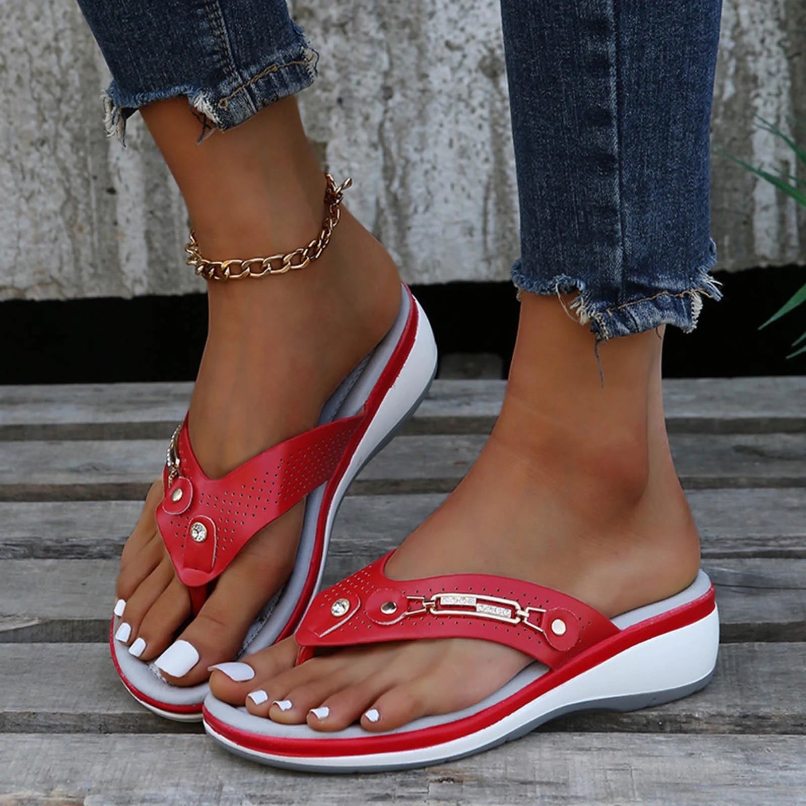 Women’s Comfortable Thong Sandals | Slip On Summer Cushioned Sole