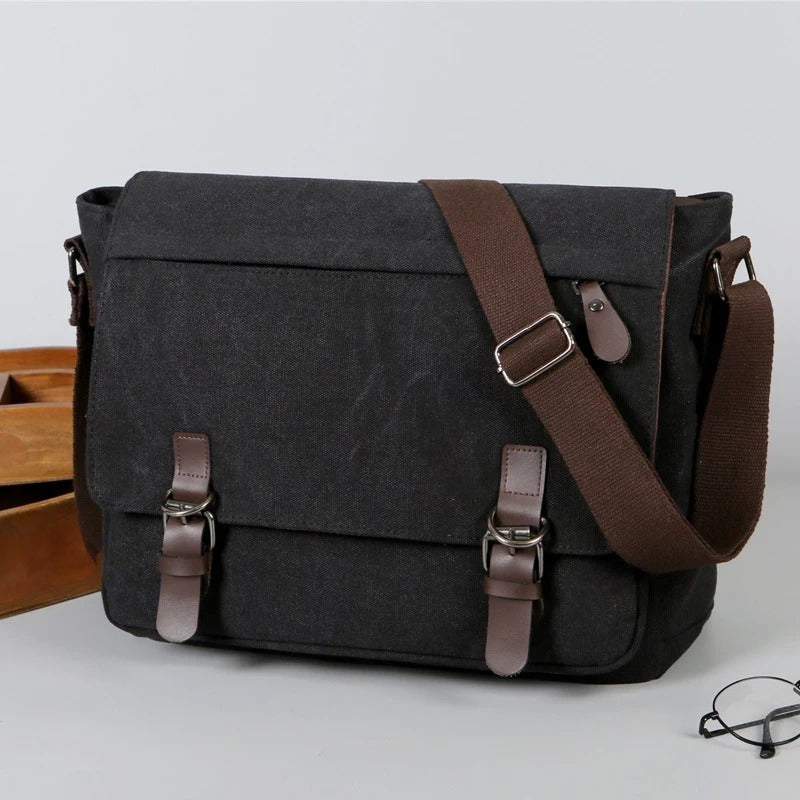 Men’s Vintage Messenger Bag | Canvas Crossbody Shoulder Satchel
