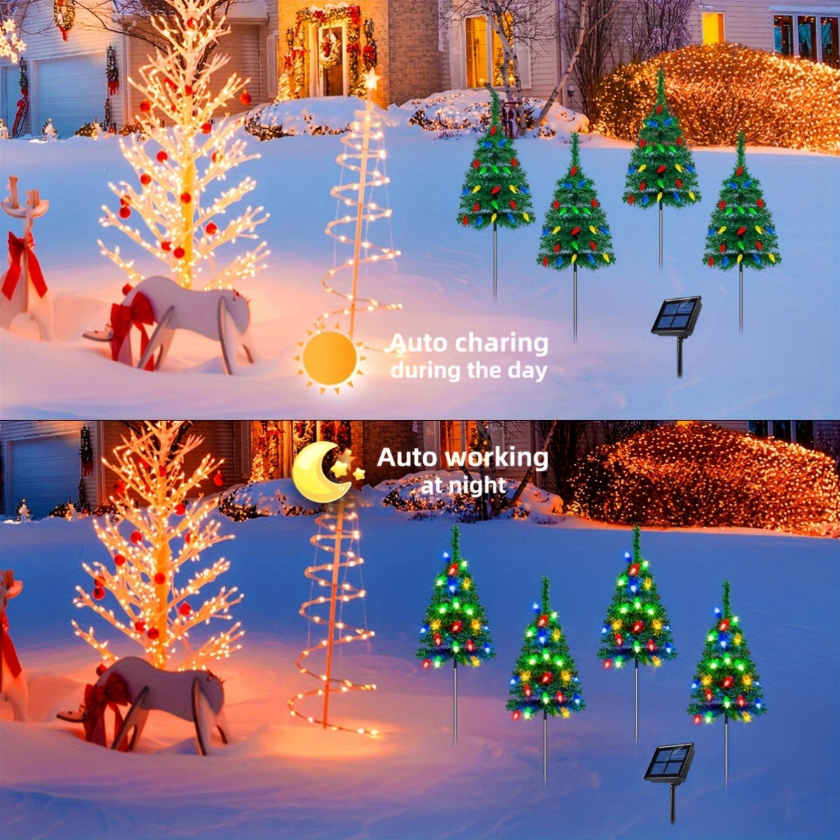 Christmas Tree Solar Outdoor Lights Garden Holiday Decor
