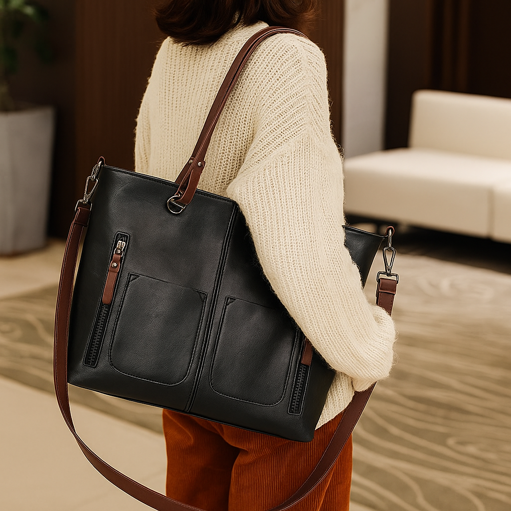 Work Bag Women Vintage Leather Tote Handbag Office Travel