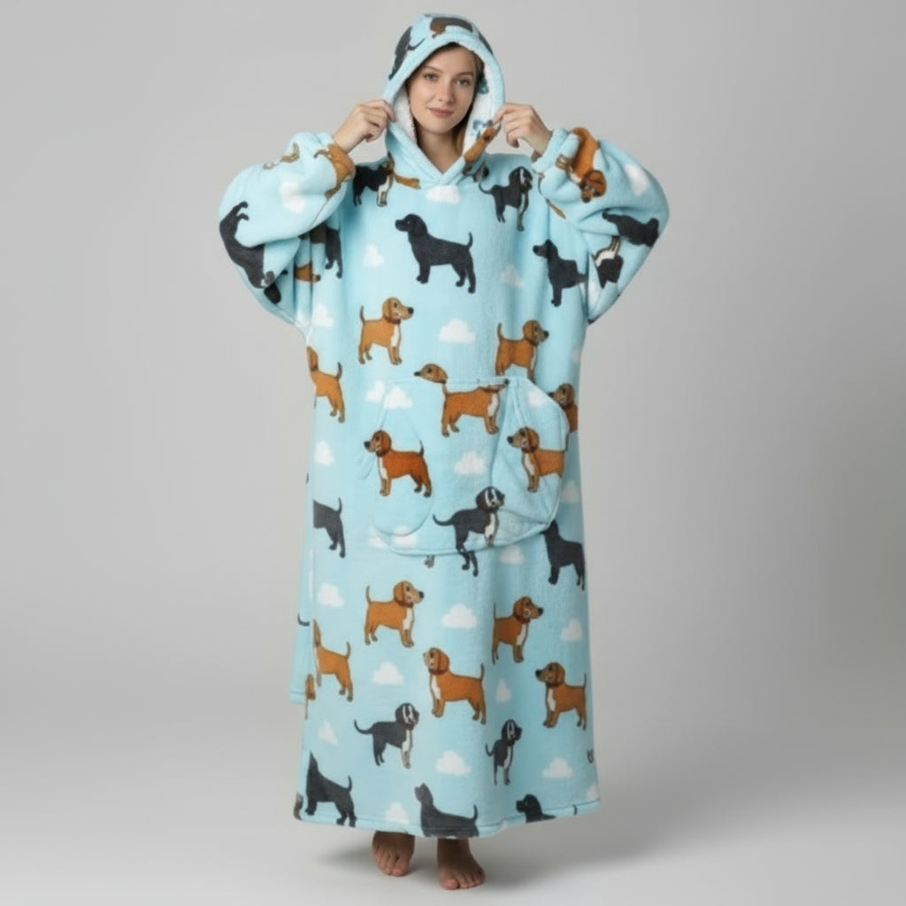 Oversized Blanket Hoodie Cozy Wearable Fleece Blanket