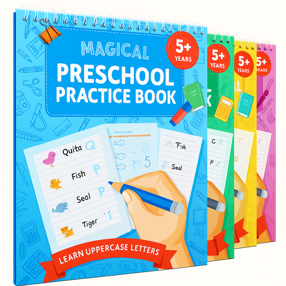 Reusable Magic Preschool Writing Practice Book Set
