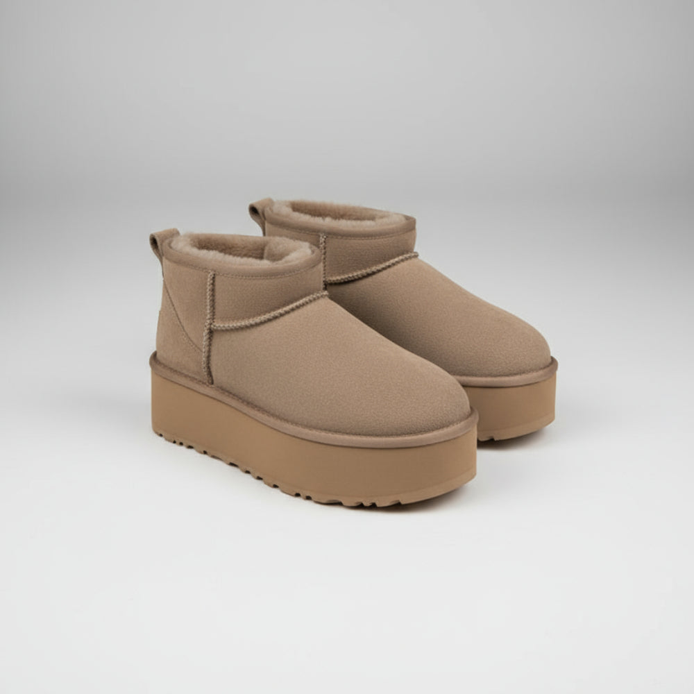 Womens Platform Ankle Boots Warm Winter Fur Lined Shoes