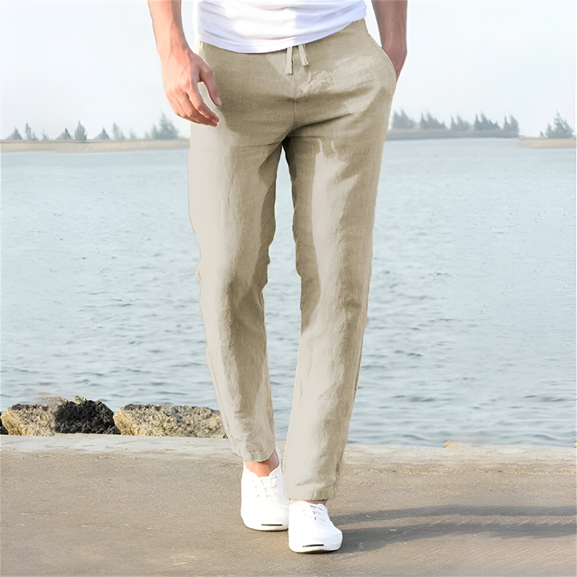 Men’s Linen Casual Pants | Lightweight Wide Leg Trousers