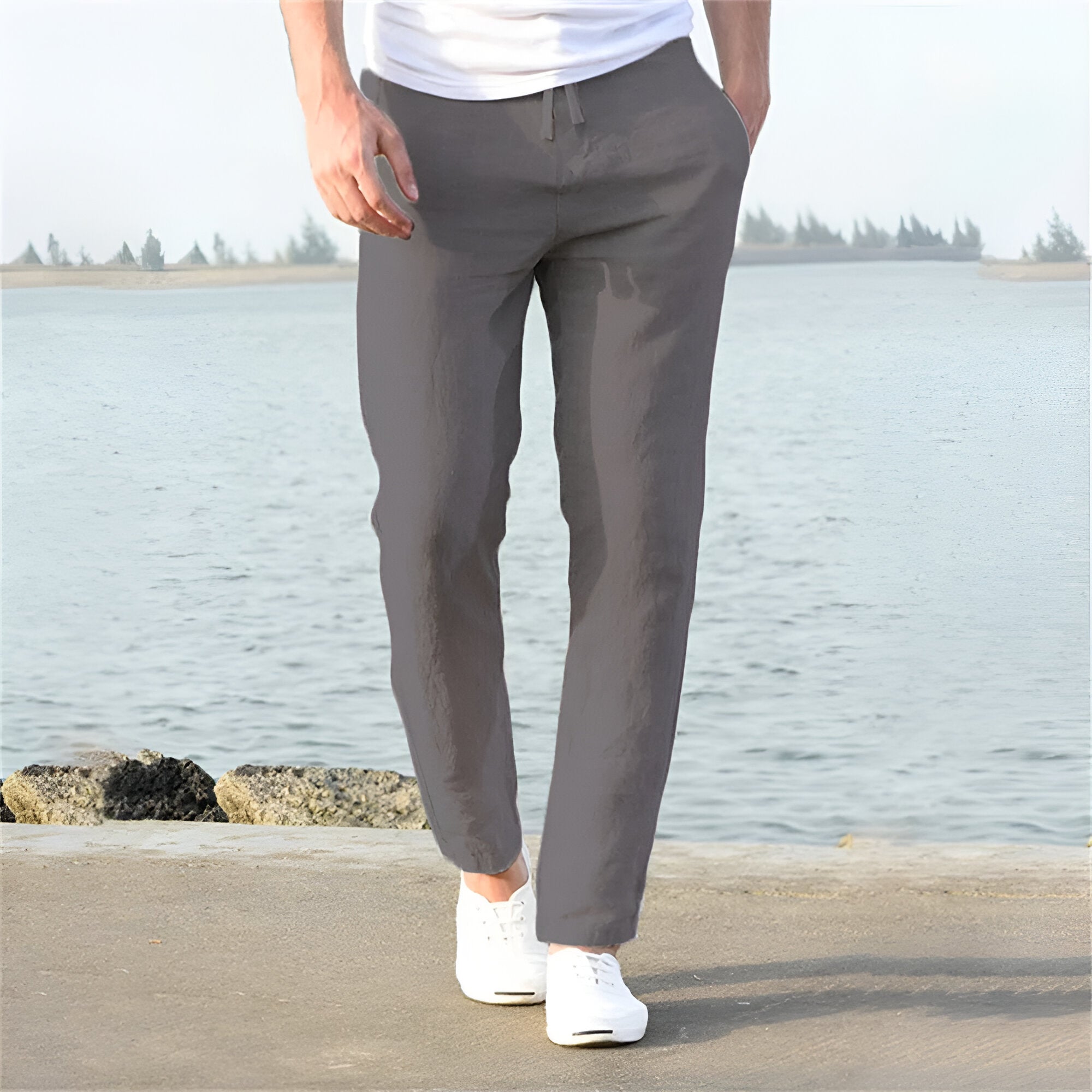 Men’s Linen Casual Pants | Lightweight Wide Leg Trousers