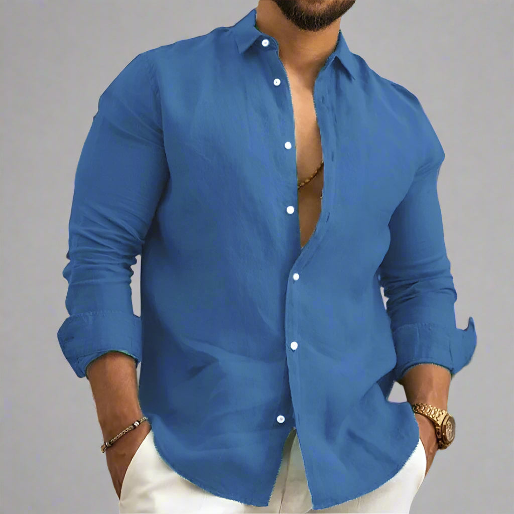 Men's Casual Long Sleeve Shirt | Lightweight Summer Fit
