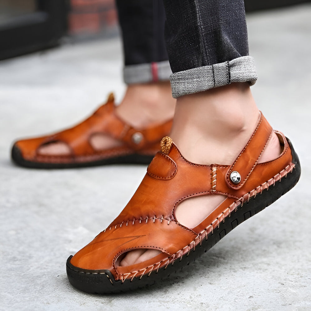 Men’s Casual Leather Sandals | Breathable Outdoor Shoes