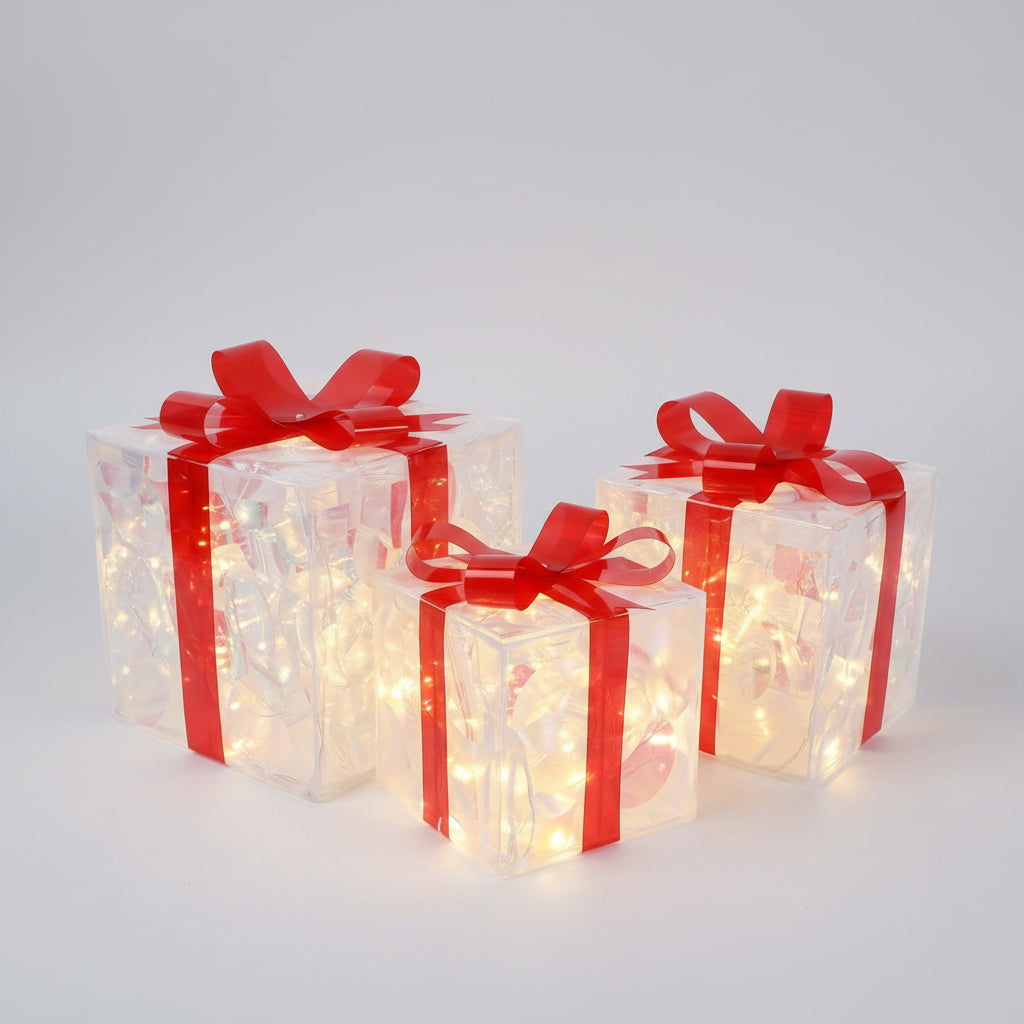 Christmas Light Gift Box Metal LED Holiday Decoration Indoor