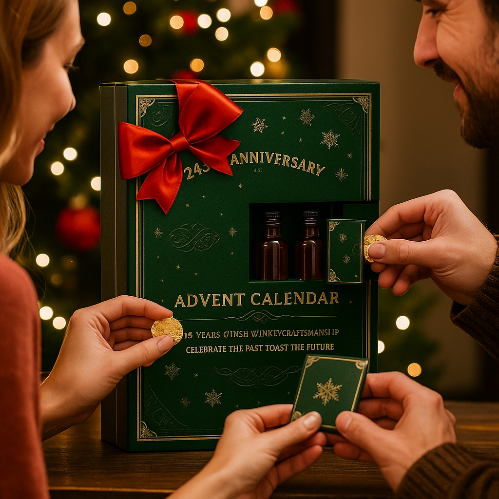 Whiskey Bottle Advent Calendar Decorative Christmas Countdown Box