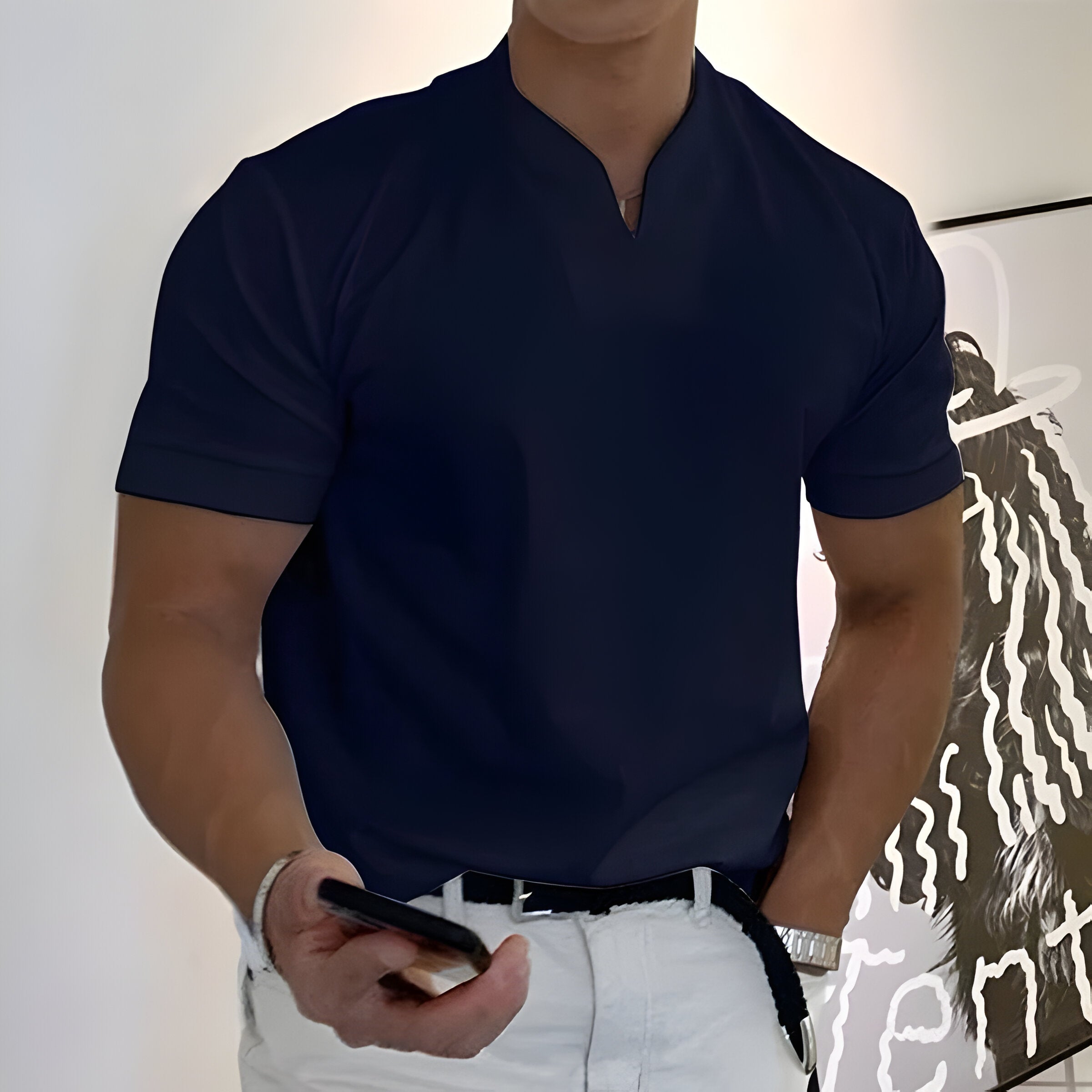 Men's Slim Fit T Shirt | Short Sleeve V Neck