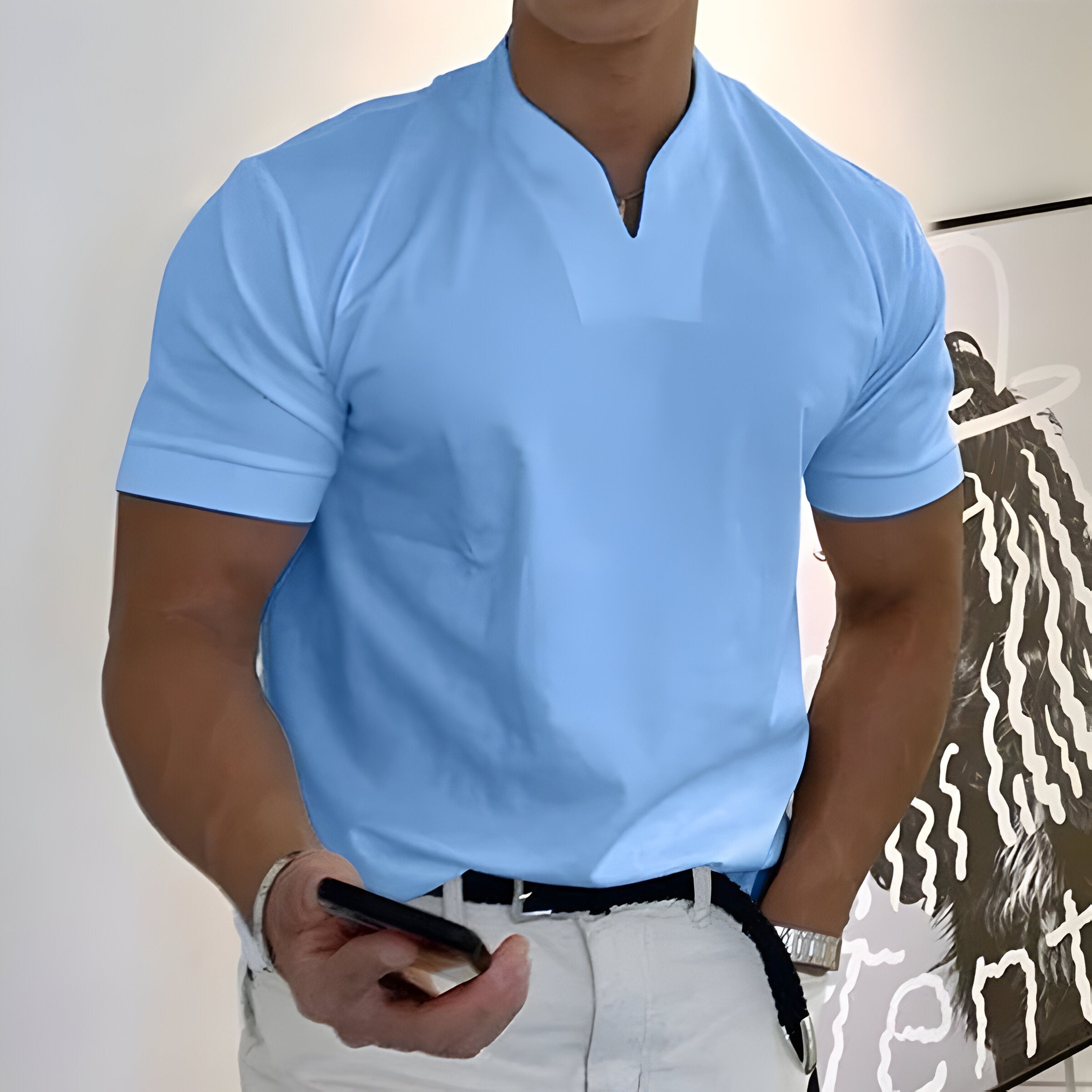 Men's Slim Fit T Shirt | Short Sleeve V Neck