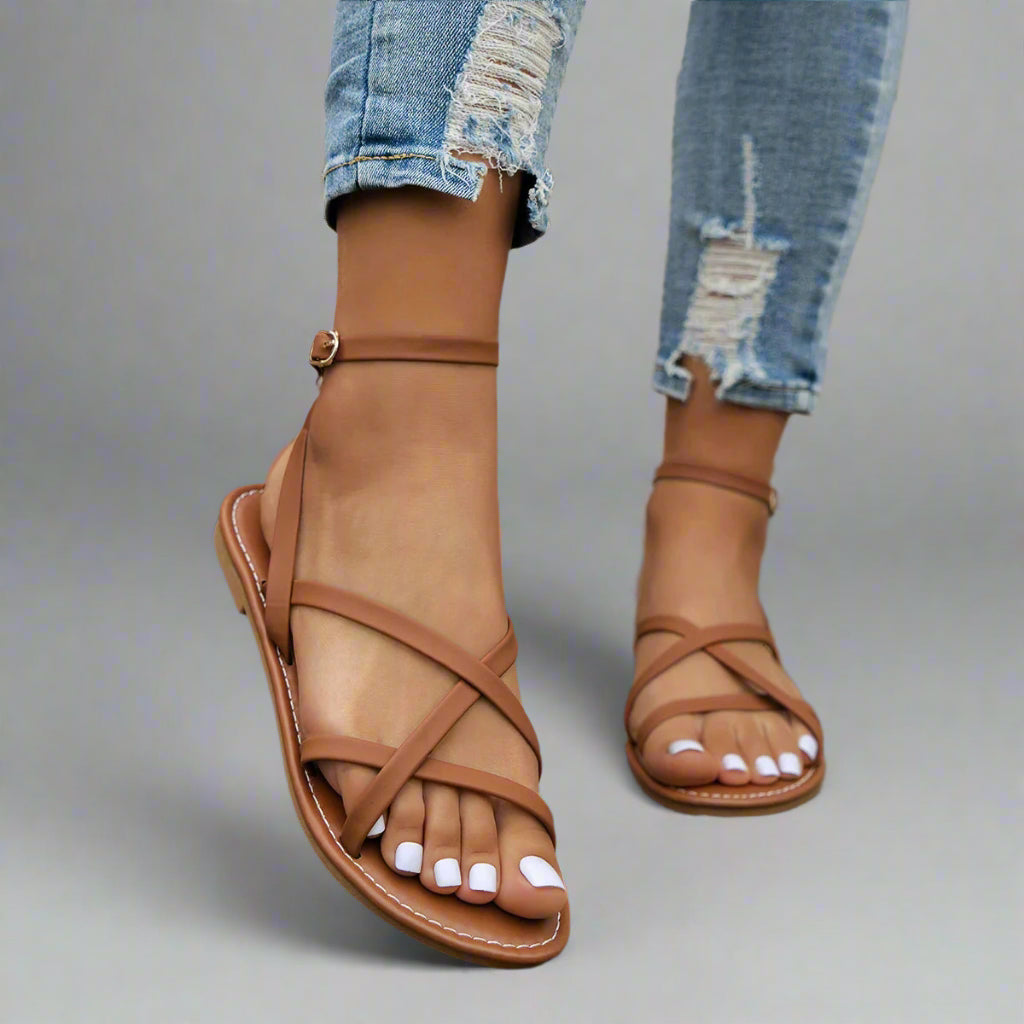 Women’s Stylish Summer Sandals | Flat Strappy Ankle Strap