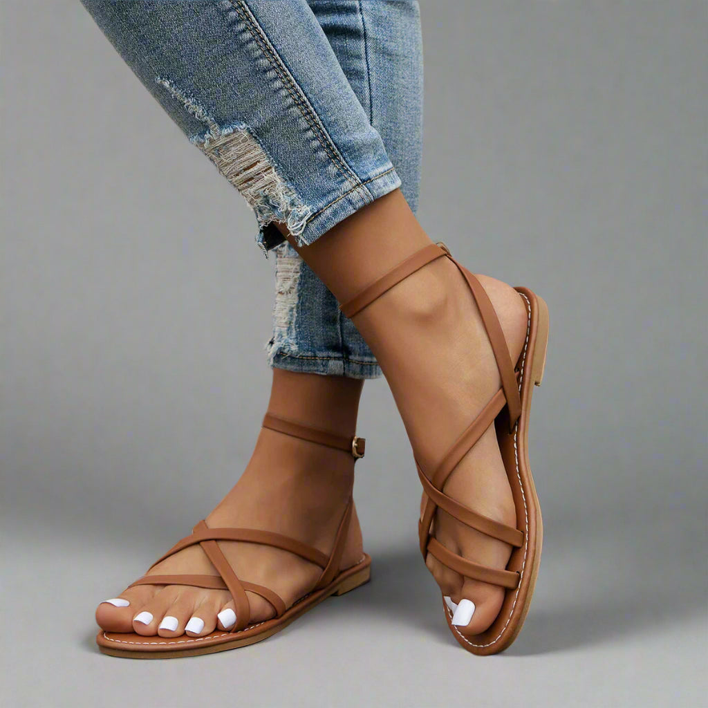 Women’s Stylish Summer Sandals | Flat Strappy Ankle Strap