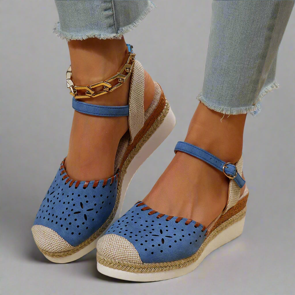 Women’s Comfortable Espadrille Sandals | Closed Toe Wedge Ankle Strap