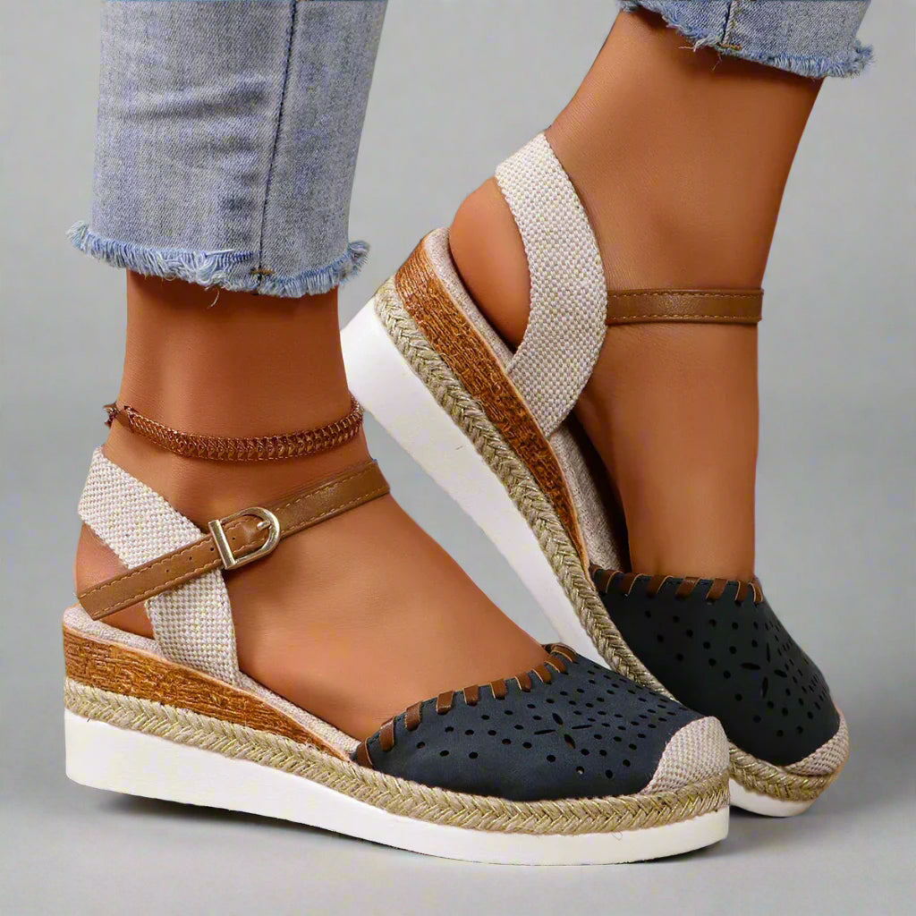 Women’s Comfortable Espadrille Sandals | Closed Toe Wedge Ankle Strap