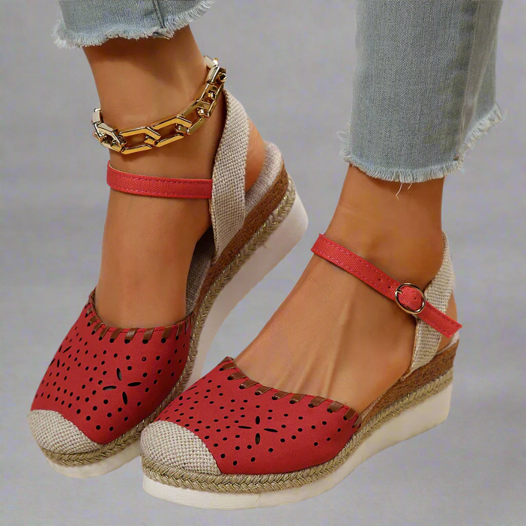Women’s Comfortable Espadrille Sandals | Closed Toe Wedge Ankle Strap