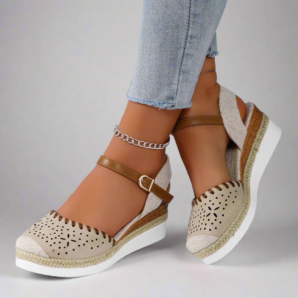 Women’s Comfortable Espadrille Sandals | Closed Toe Wedge Ankle Strap