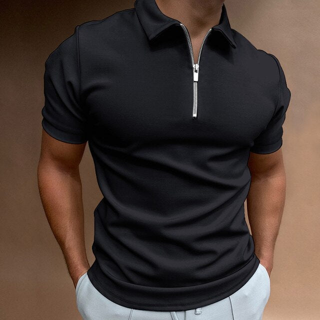 Men’s Tight Fit Polo Shirt | Compression Zip Collar