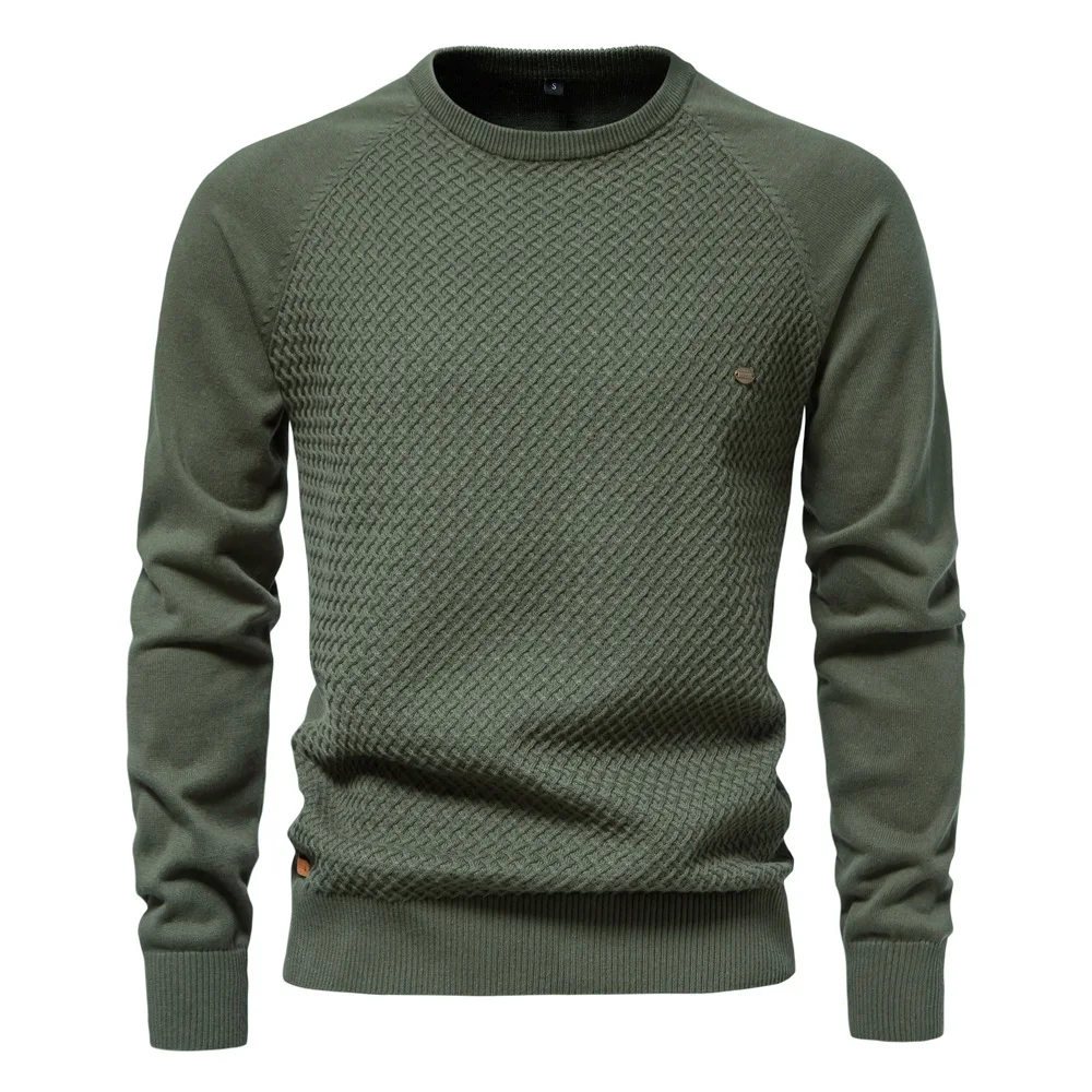 Men's Long Sleeve Textured Knit Sweater | Slim Fit Casual