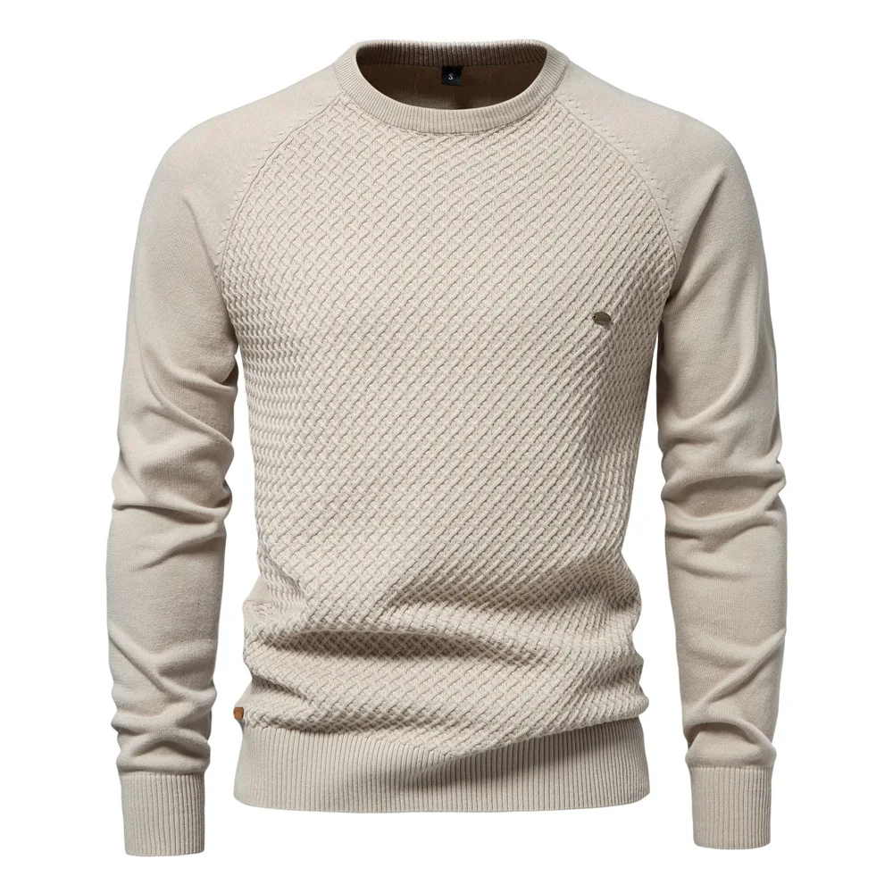 Men's Long Sleeve Textured Knit Sweater | Slim Fit Casual