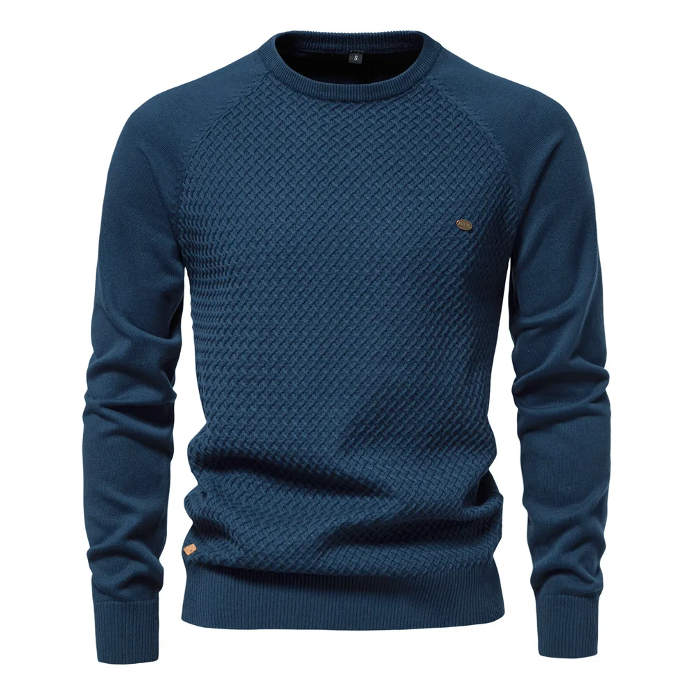 Men's Long Sleeve Textured Knit Sweater | Slim Fit Casual