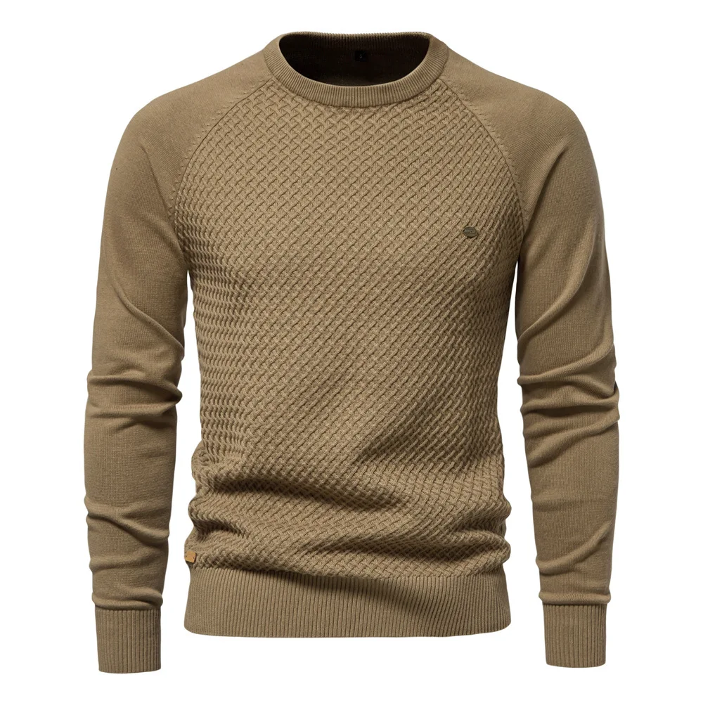 Men's Long Sleeve Textured Knit Sweater | Slim Fit Casual
