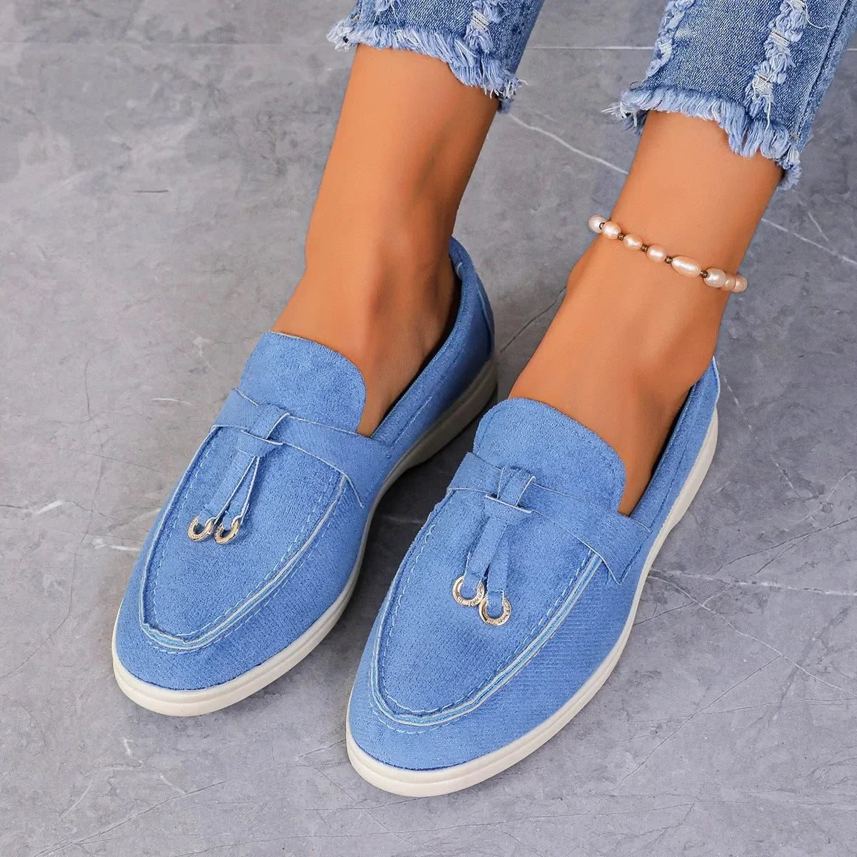 Women’s Casual Suede Loafers | Slip-On Flats Comfortable Shoes