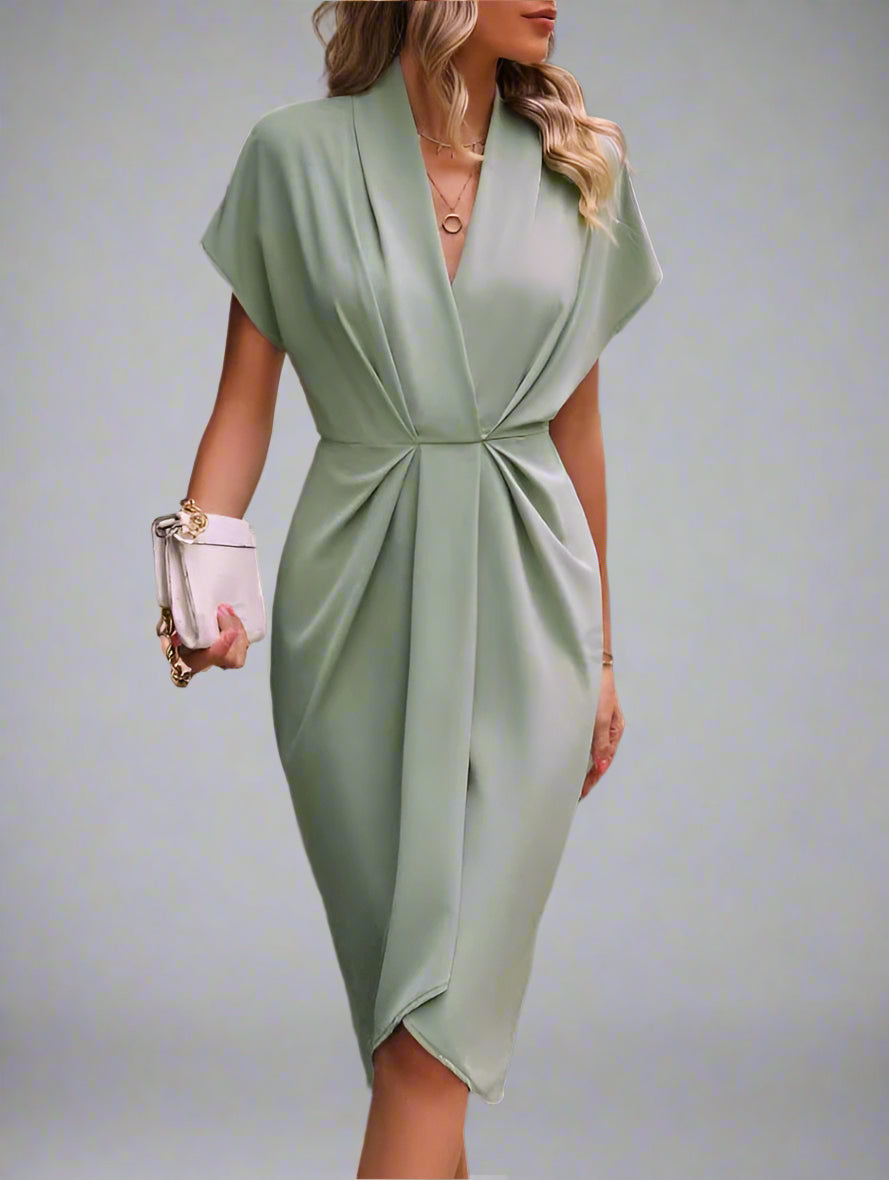 Women’s Summer Wrap Belted Dress | Short Sleeve Midi