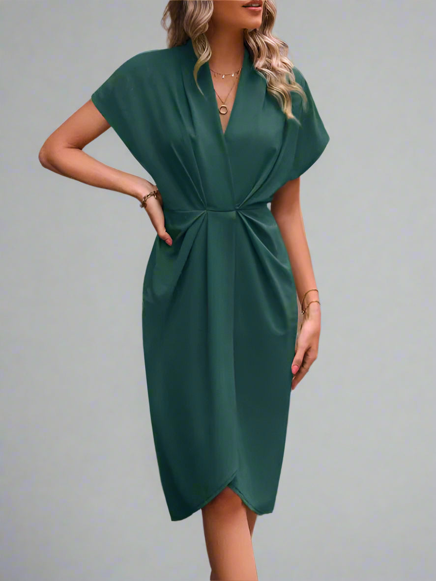 Women’s Summer Wrap Belted Dress | Short Sleeve Midi
