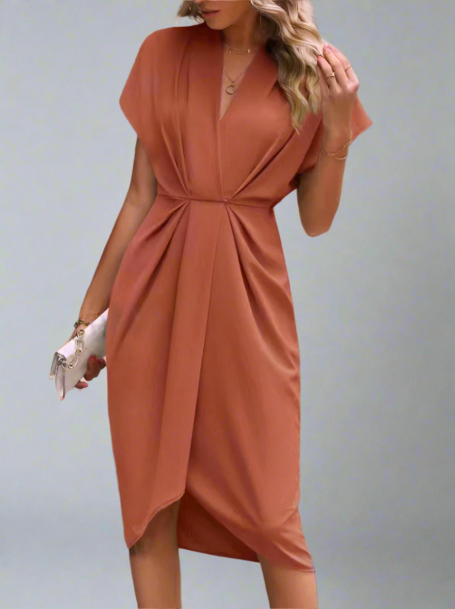 Women’s Summer Wrap Belted Dress | Short Sleeve Midi