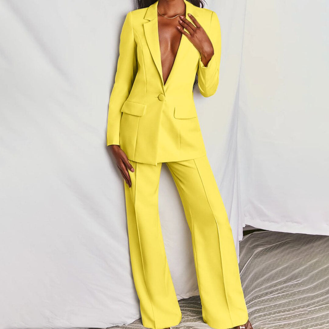 Women’s Formal Two Piece Suit | Wide Leg Tailored Blazer