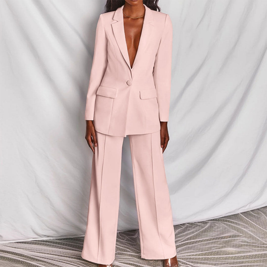 Women’s Formal Two Piece Suit | Wide Leg Tailored Blazer