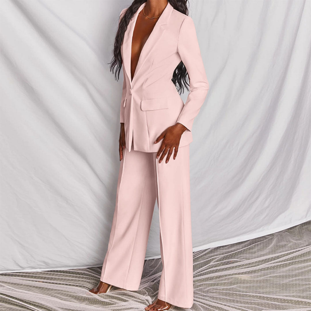 Women’s Formal Two Piece Suit | Wide Leg Tailored Blazer