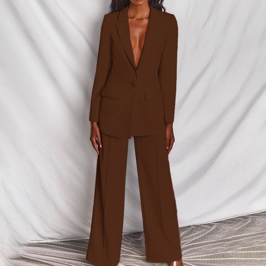 Women’s Formal Two Piece Suit | Wide Leg Tailored Blazer