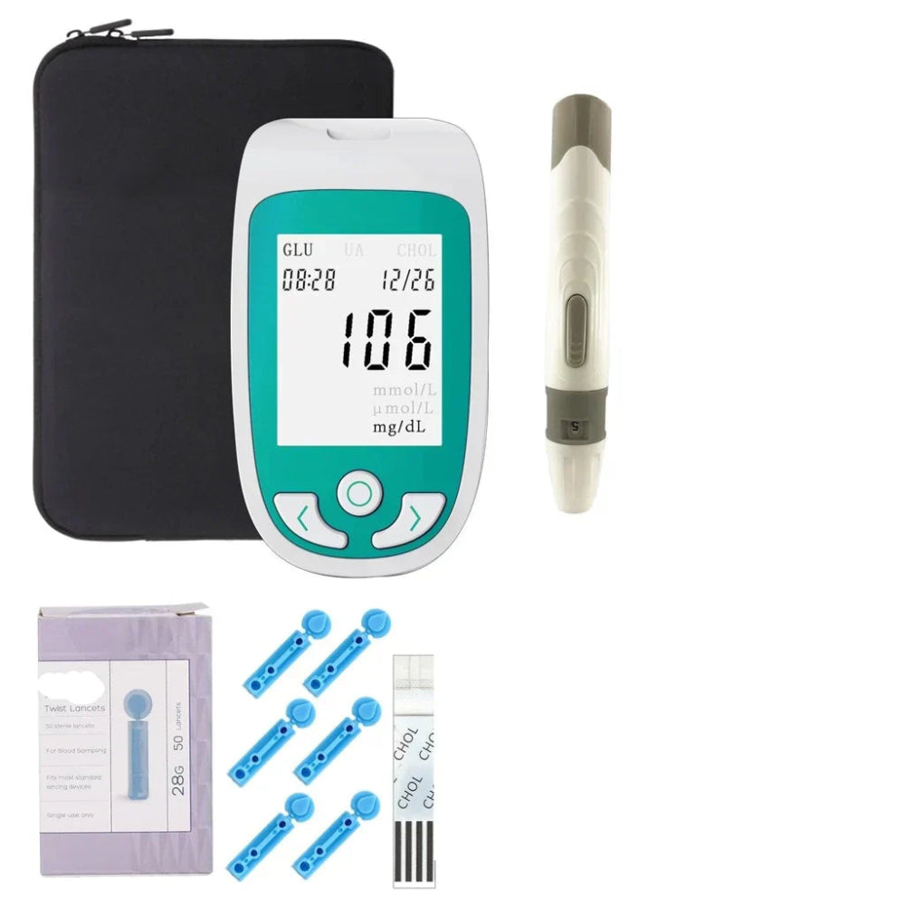 Blood Cholesterol Glucose Monitor Kit Home Testing