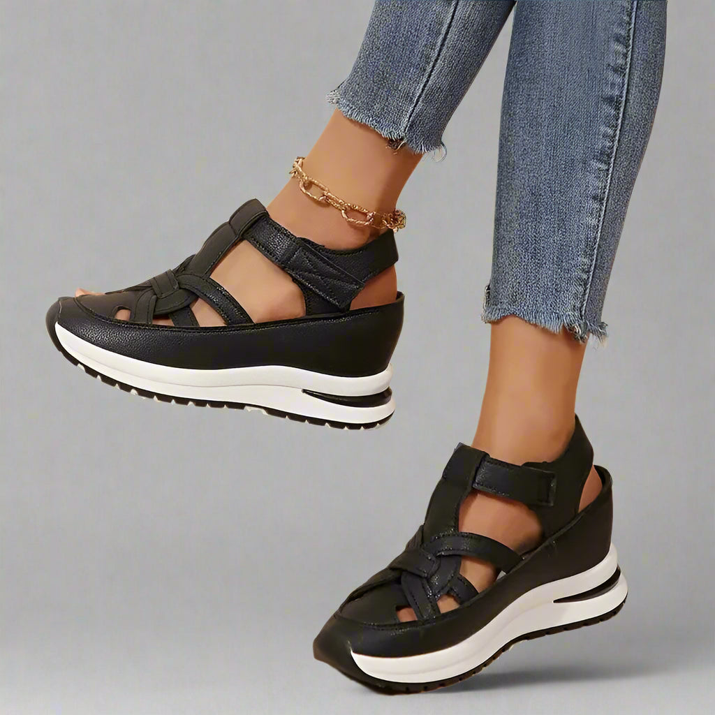 Women’s Comfortable Walking Sandals | Closed Toe Platform Supportive