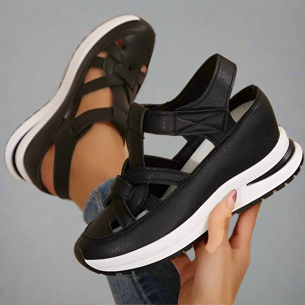 Women’s Comfortable Walking Sandals | Closed Toe Platform Supportive