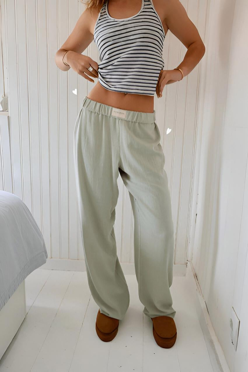 Women’s Baggy Wide Leg Pants Trousers | Relaxed Elastic Waist