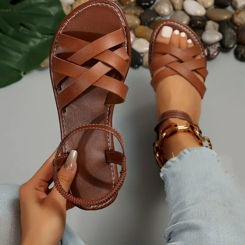 Women’s Comfortable Flat Sandals | Criss Cross Strappy Open Toe