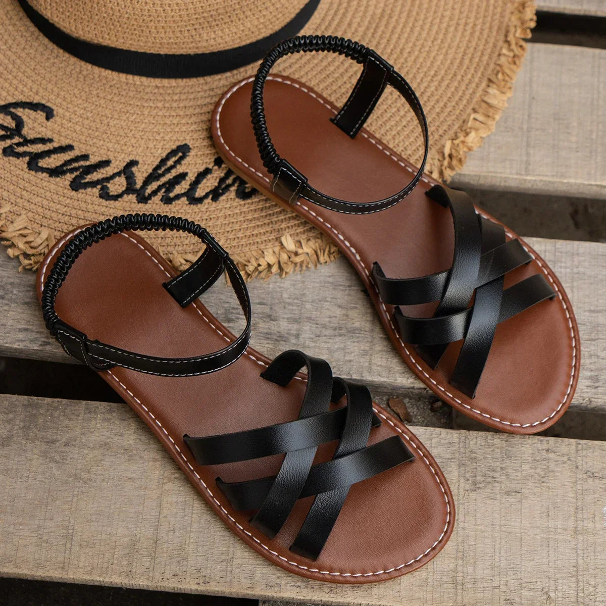 Women’s Comfortable Flat Sandals | Criss Cross Strappy Open Toe