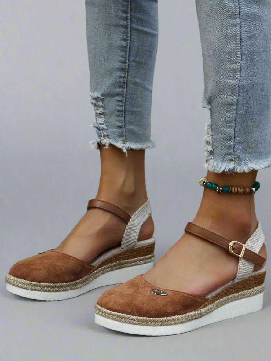 Women Comfortable Platform Espadrille Sandals | Closed Toe Strap