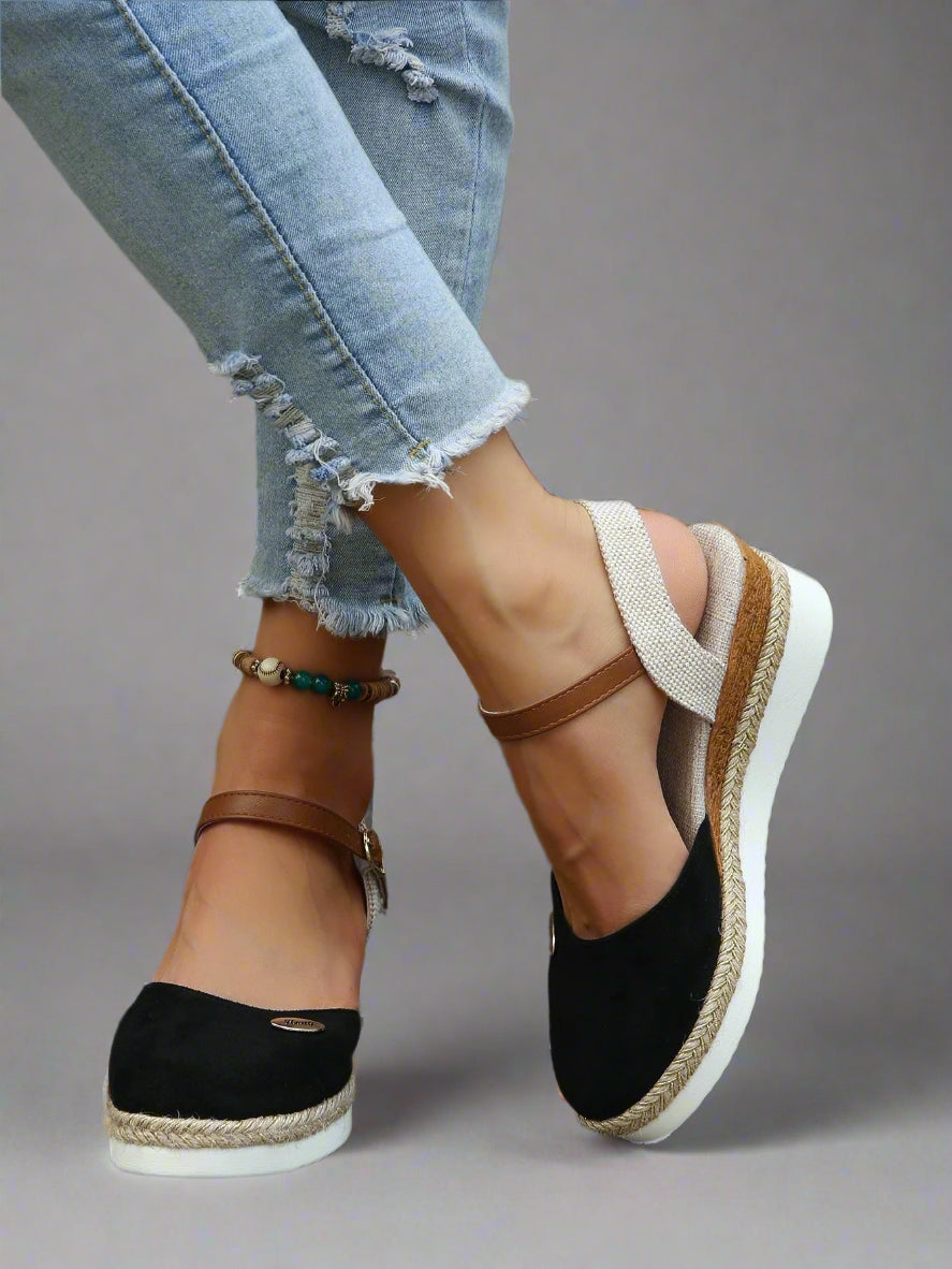 Women Comfortable Platform Espadrille Sandals | Closed Toe Strap