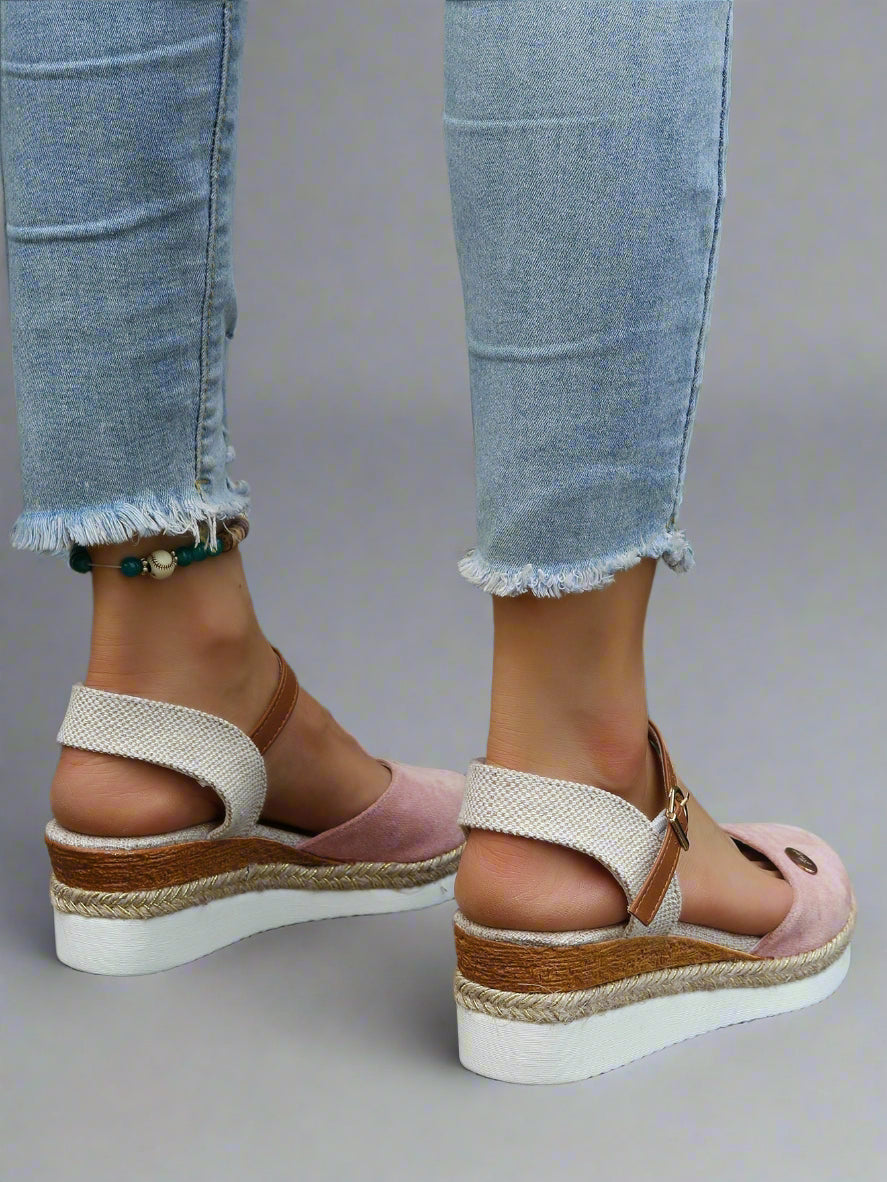 Women Comfortable Platform Espadrille Sandals | Closed Toe Strap